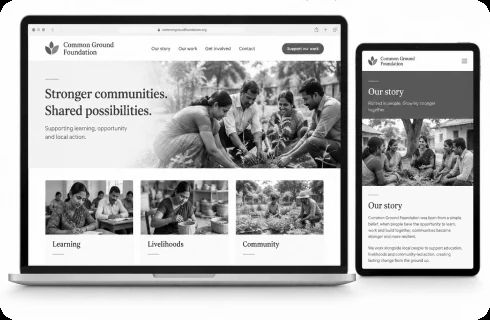 Common Ground Foundation website on desktop and tablet